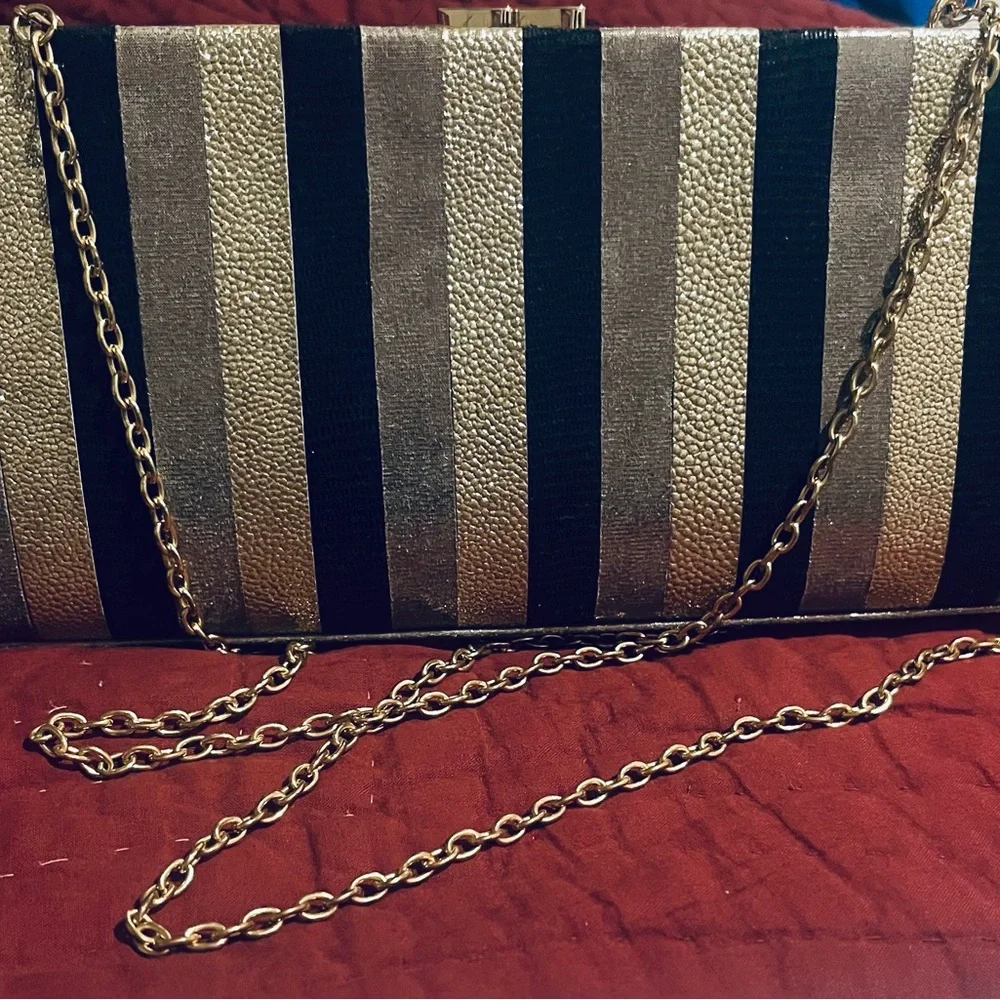 Kate Landry Elegant Black, Silver and Gold Evening Clutch in a good Condition!